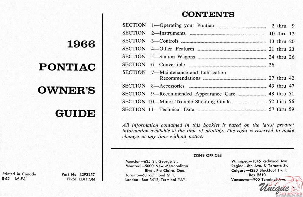 1966 Pontiac Canadian Owners Manual Page 25